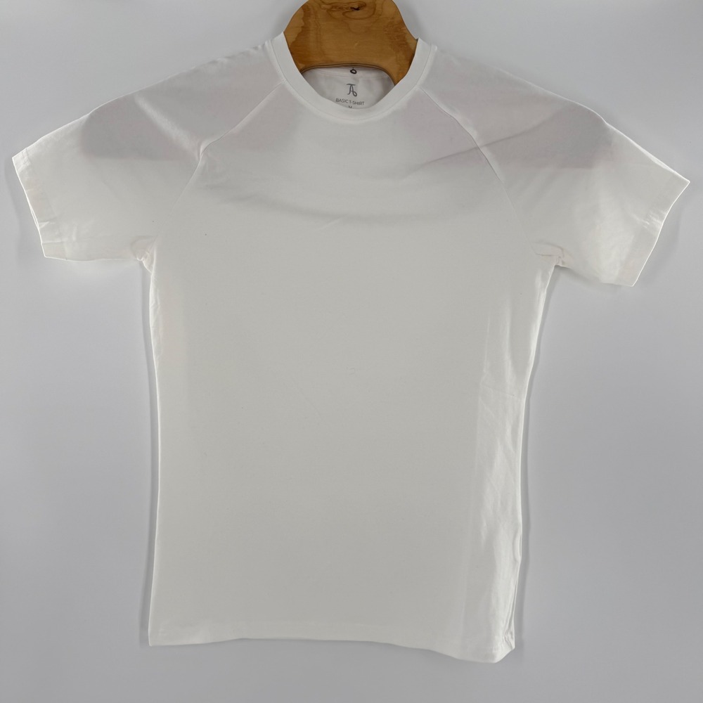 Tailored Athlete Mens Basic T-Shirt White Raglan Sleeve Athletic Fit Size M